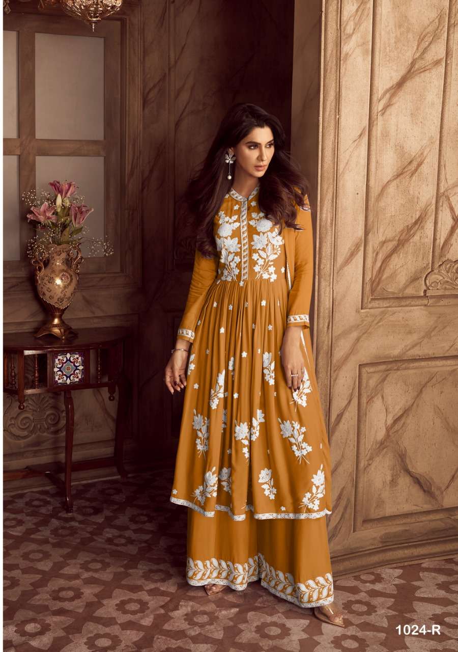 LAKHNAVI VOL 4 NEW COLOR HEAVY REYON LAKHNAWI WORK KURTI WITH PLAZZO AND DUPATTA BY S3FOREVER BRAND 1024 R